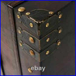 Vintage Wooden Treasure Chest Storage Cabinet Trunk Box Living Room Coffee Table