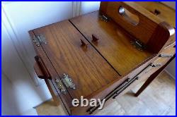 Vintage retro large wooden accordion folding sewing knitting craft stand box B