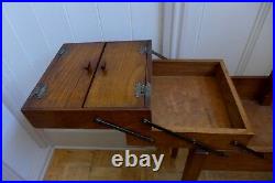 Vintage retro large wooden accordion folding sewing knitting craft stand box B