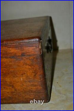 Vintage wooden storage box working lock and key large 54 x 32 x18 cm