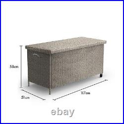 Vonhaus Rattan Cushion Storage Box, Outdoor Chest With Lockable Lid, Storage Trunk