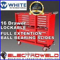WHITE INTERNATIONAL Toolbox 16 Draw Roller Cabinet Tool Box Trolley Cart Storage
