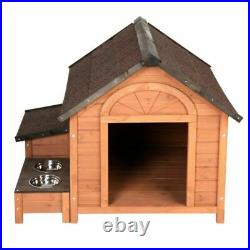 WOODEN Spruce Large DOG KENNEL House Cabin with Storage Box & Feeding Station UK