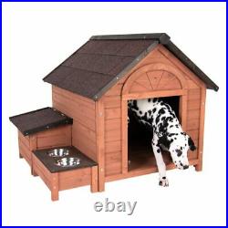 WOODEN Spruce Large DOG KENNEL House Cabin with Storage Box & Feeding Station UK
