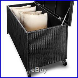 Waterproof Rattan Storage Box Garden Foldable Aluminium Cushion Chest Hub Black