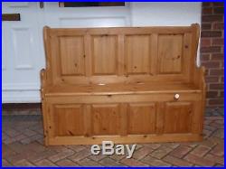Waxed Solid Pine Large Monks Bench/ Pew Bench With Storage Box Well Made