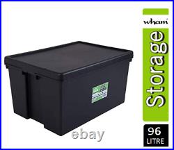 Wham Bam Super Strong Recycled Black Heavy Duty Storage LARGE Box 96 Litre