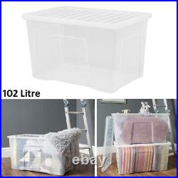 Wham Large Crystal Stacking Plastic Storage Box Container & Clear Clip Lid Home