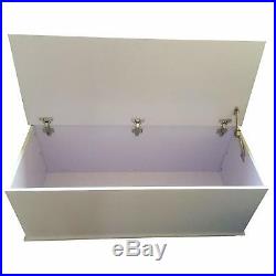 White Ottoman Toy Box Chest Extra Large Wood Storage Wooden Furniture Kids Tidy
