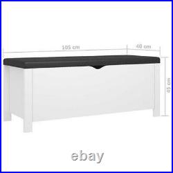 White Storage Box Bench with Cushion Chest Bedroom Living Room Hallway Cabinet