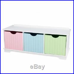 White Toy Box Large Wooden Storage Unit Trunk Bench Drawers Childrens Furniture