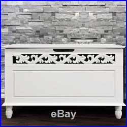 White Wooden Chest Trunk Sideboard Large Storage Laundry Wood Cabinet Box Home