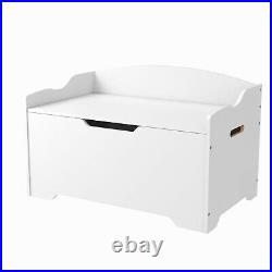 White Wooden Large Storage Chest Toy Chest Clothes Bedding Laundry Blanket Box
