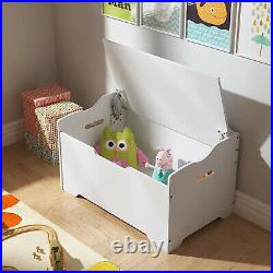 White Wooden Large Storage Chest Toy Chest Clothes Bedding Laundry Blanket Box