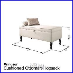 Windsor Cushion Ottoman Hopsack Large Blanket Storage Box Bench Footstool Cream