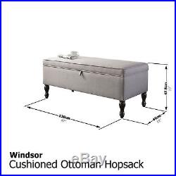 Windsor Cushion Ottoman Hopsack Large Blanket Storage Box Bench Footstool Grey