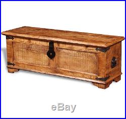 Wood Storage Chest Vintage Antique Trunk Wooden Large Blanket Box Furniture