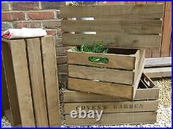 Wooden Apple Crates Set Of 4, Vintage Style, Handmade, Sturdy, Storage Boxes