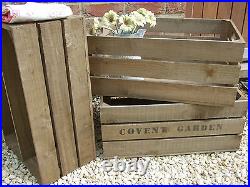 Wooden Apple Crates Set Of 4, Vintage Style, Handmade, Sturdy, Storage Boxes