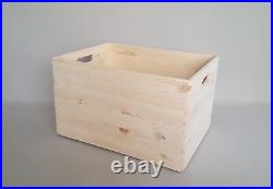 Wooden Large Boxes Plain Wood Box Storage Trunk Craft Handles Chest Garage Home