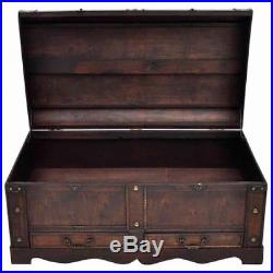Wooden Storage Trunk Chest Large Vintage Table Pirate Storage Treasure Box