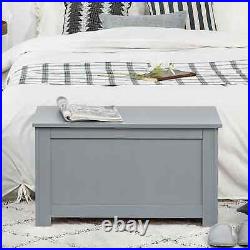Wooden Trunk Storage Chest Clothes Toy Box Organiser with Lid Cover Bedroom Grey