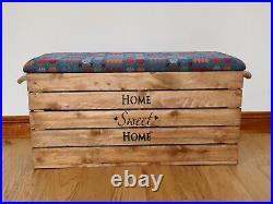 Wooden storage box with seat Lid