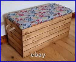 Wooden storage box with seat Lid