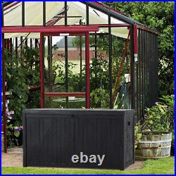 XLARGE Plastic Storage Box Bench Outdoor Garden Cushion Chest Utility Shed Grey