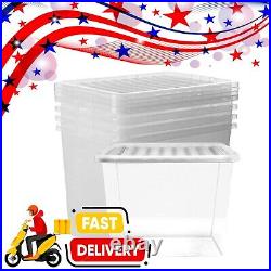 XL 80 Litre Clear Plastic Home Office Stackable Storage Boxes Complete With Lids