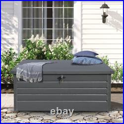 XL Garden Storage Box Galvanise Steel Utility Chest Cushion Box Shed Waterproof