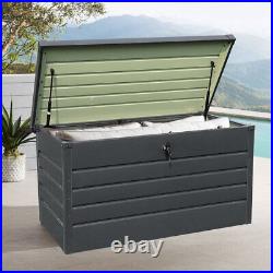 XL Garden Storage Box Galvanise Steel Utility Chest Cushion Box Shed Waterproof