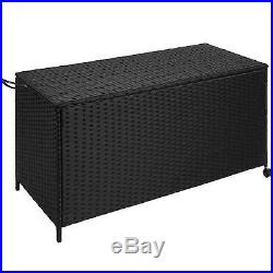 XL Rattan Garden Storage Box Large Chest Trunk Outdoor Cushion Storage Easy Care