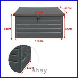 XL Steel Garden Storage Deck Box Lockable Utility Box Chest Weatherproof Outside