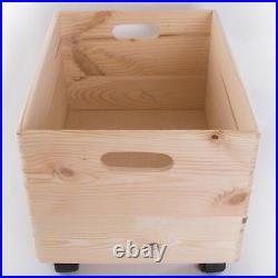 XLarge Stackable Wooden Storage Boxes Unpainted Decorative Lid Handles Wheels