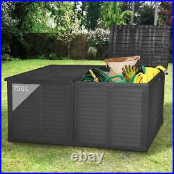 XXL Storage Rattan Cushion Box Garden Box Outdoor Plastic Tool Chest Double Lid