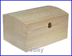 X Large Treasure Chest Plain Wooden Box Decoupage Craft S22 Pirate Box