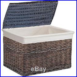 X-large 68cm Brown Rectangular Trunk Wicker Chest LID Storage Basket Case Box